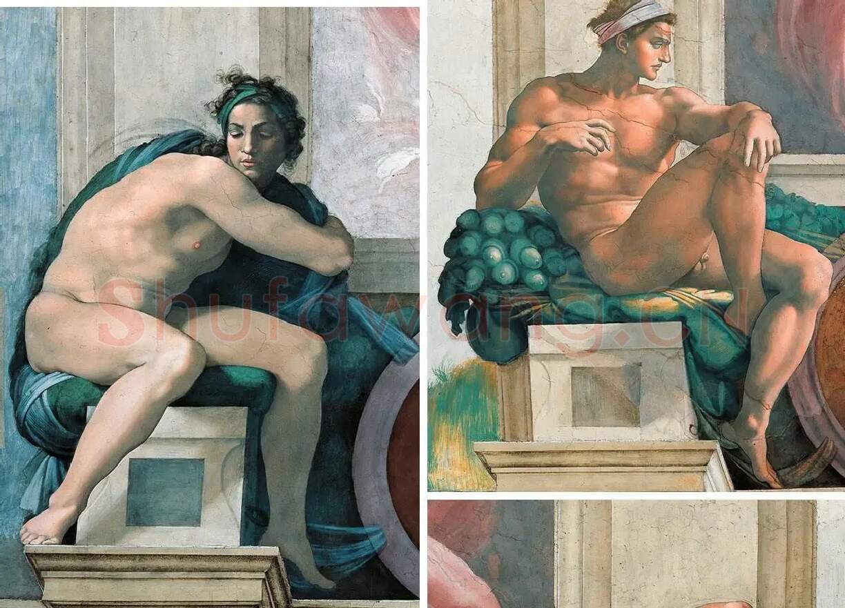 米开朗基罗壁画《Ignudo系列男性裸体肖像》_04