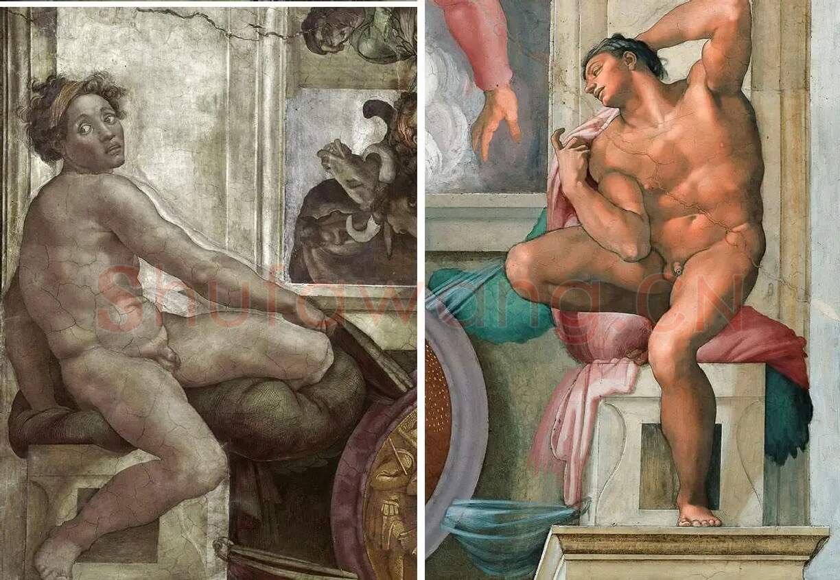 米开朗基罗壁画《Ignudo系列男性裸体肖像》_05