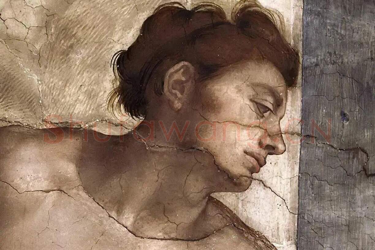 西斯廷教堂米开朗基罗壁画“Ignudo”系列《男性裸体肖像》局部 (2)