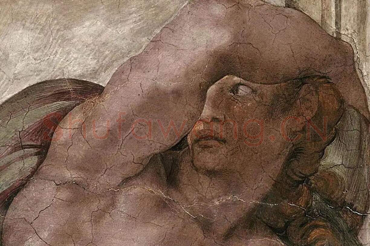 西斯廷教堂米开朗基罗壁画“Ignudo”系列《男性裸体肖像》局部 (4)