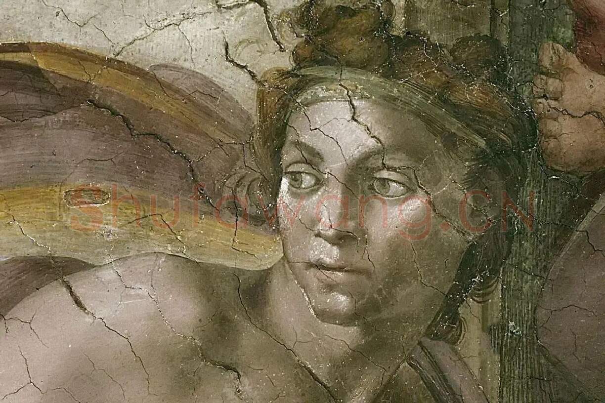 西斯廷教堂米开朗基罗壁画“Ignudo”系列《男性裸体肖像》局部 (6)