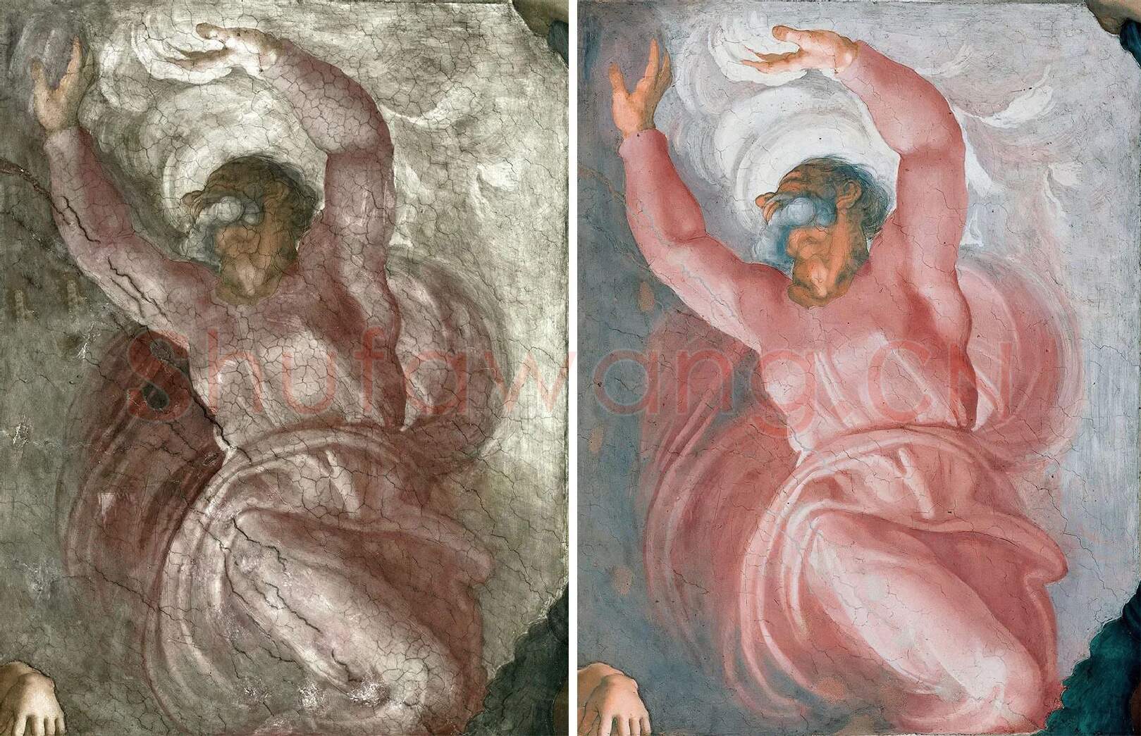 米开朗基罗西斯廷教堂壁画《上帝将光明与黑暗分开》高清大图