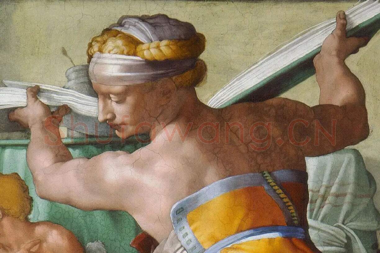 米开朗基罗西斯廷教堂壁画《利比亚西比尔》局部 (1)