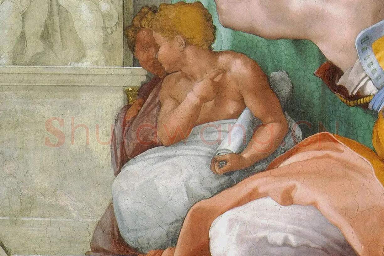 米开朗基罗西斯廷教堂壁画《利比亚西比尔》局部 (2)