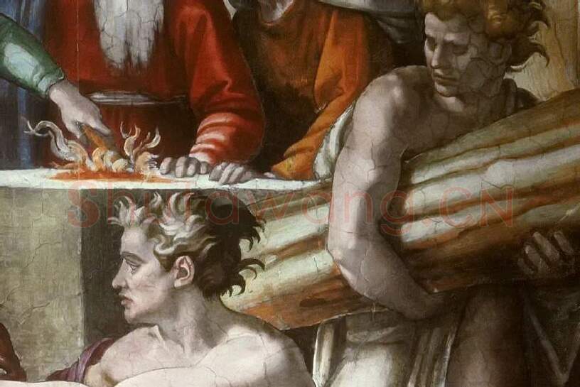 米开朗基罗西斯廷教堂壁画《诺亚的牺牲》局部 (3)