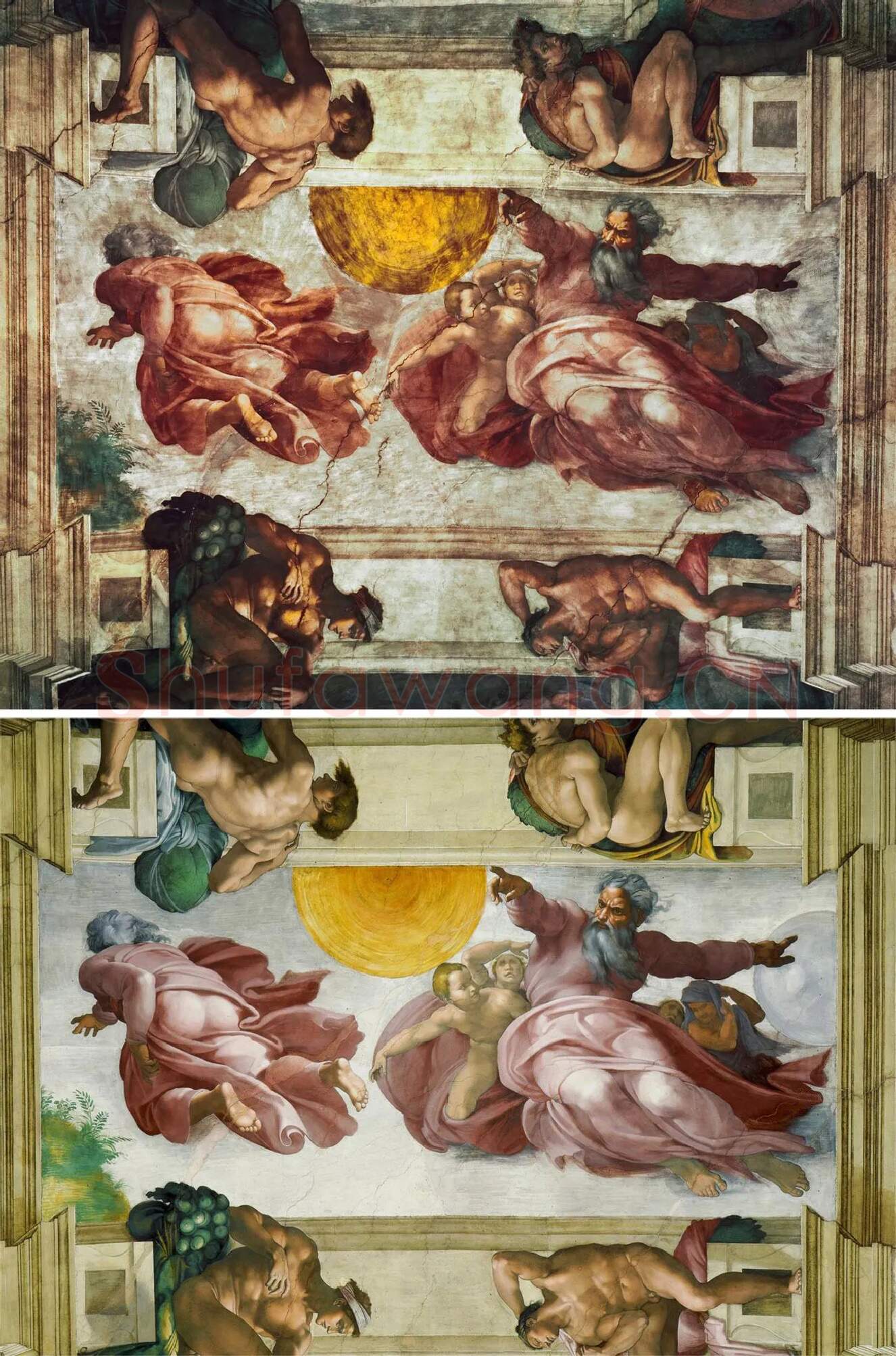 米开朗基罗壁画《太阳与月亮的创造》高清大图