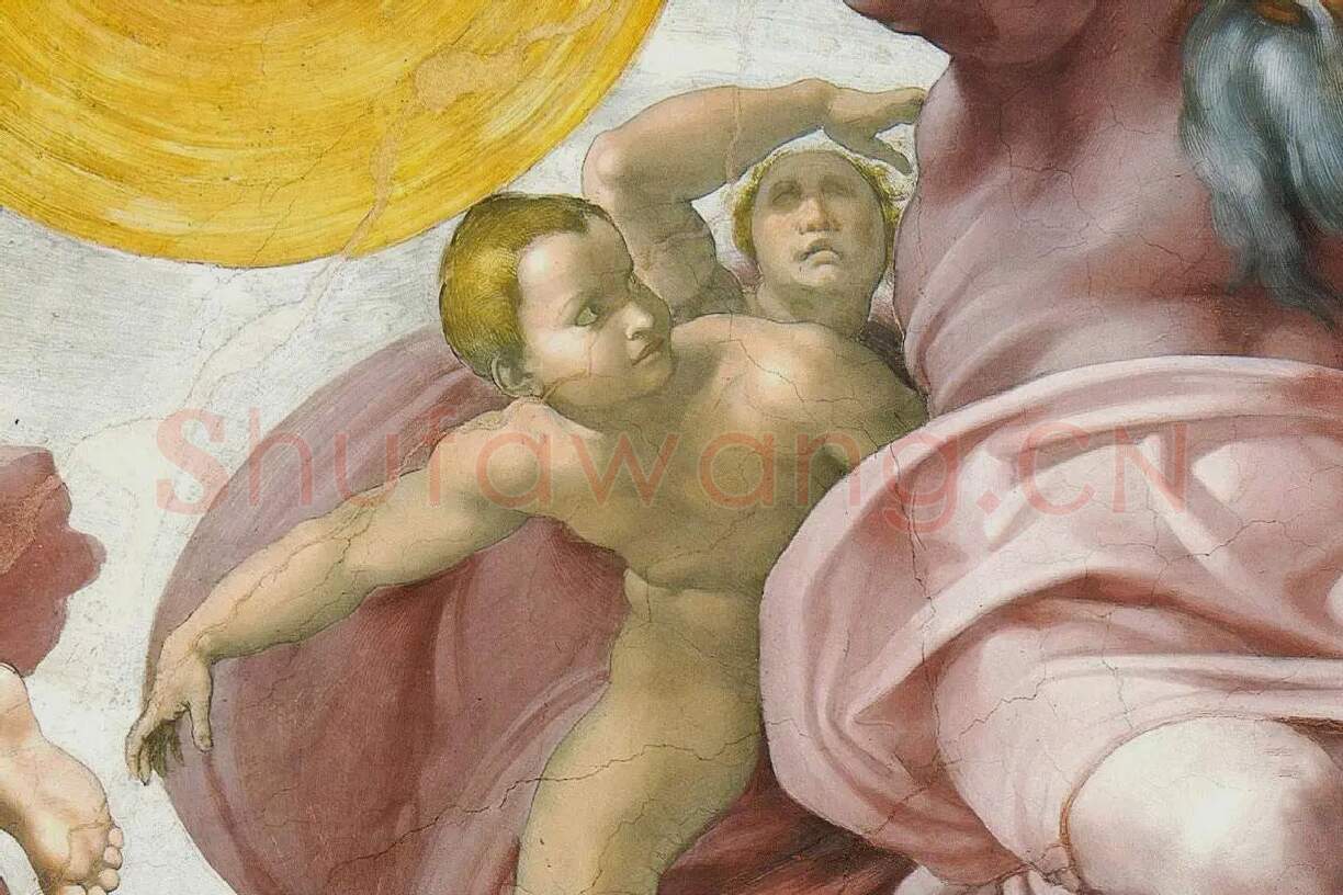 米开朗基罗壁画《太阳与月亮的创造》局部 (2)