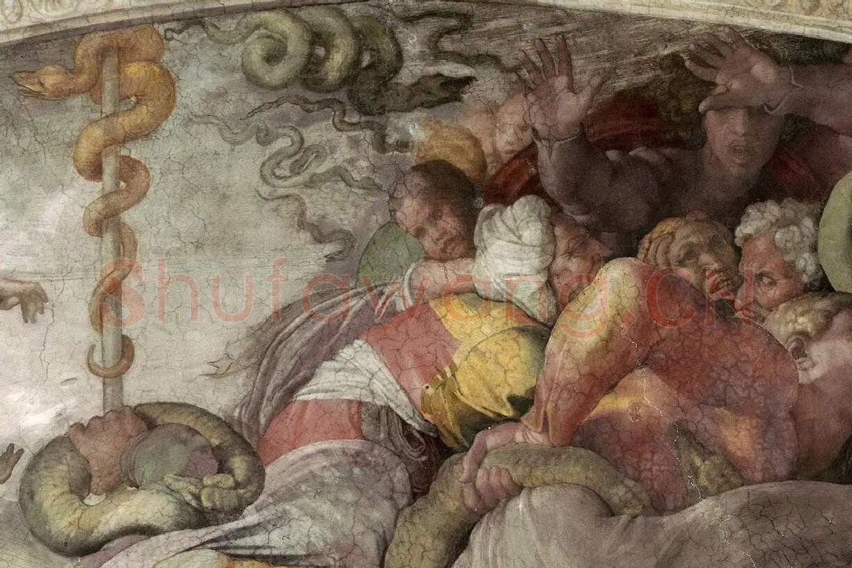 米开朗基罗西斯廷教堂壁画《铜蛇》局部 (2)