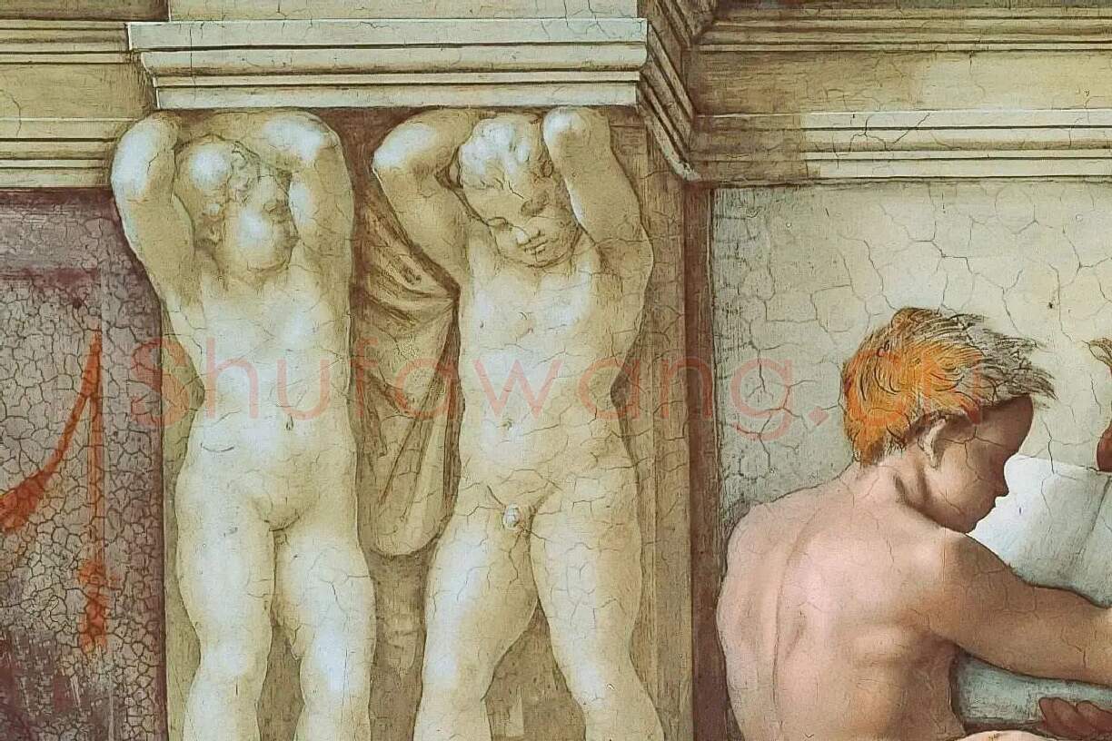 米开朗基罗西斯廷教堂壁画《德尔斐斯贞女》局部 (4)