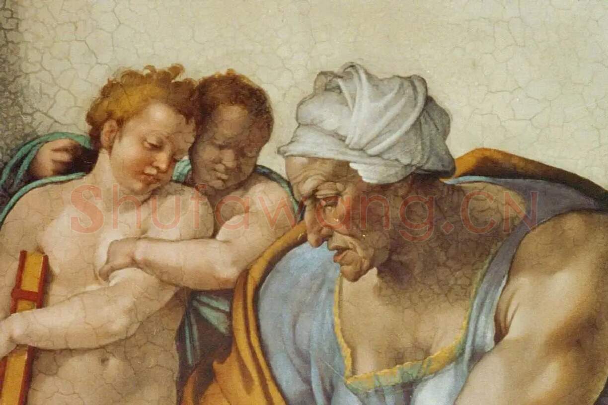 米开朗基罗西斯廷教堂壁画《库迈亚贞女》局部 (1)