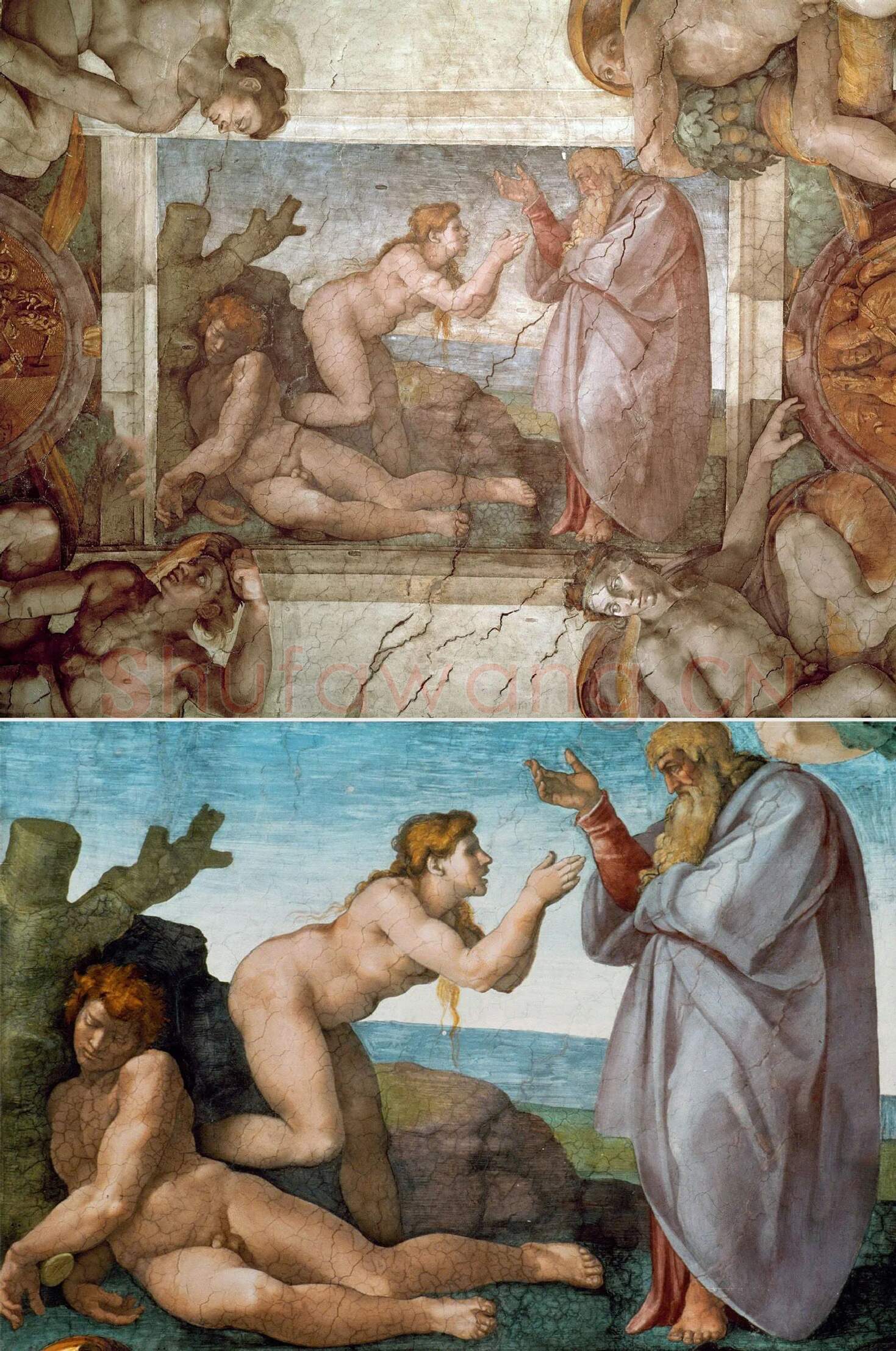 米开朗基罗壁画作品《创造夏娃》高清大图