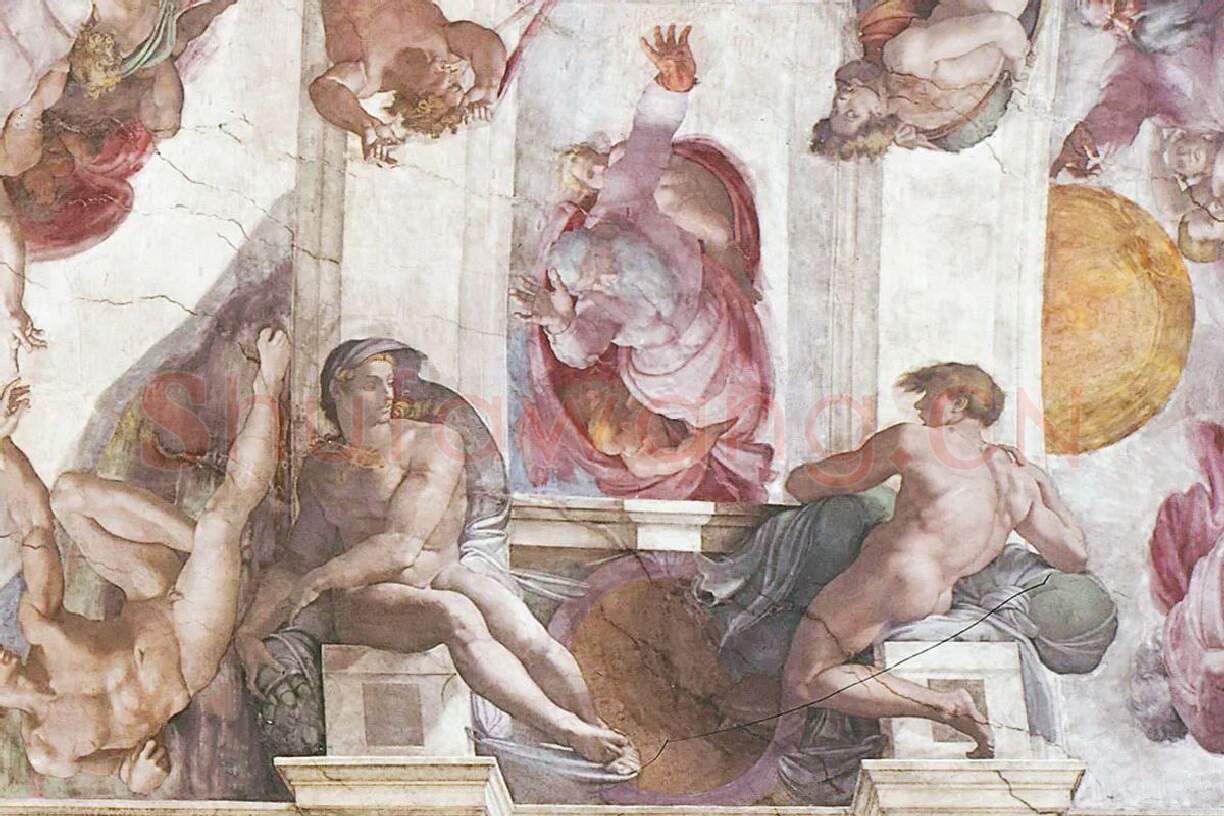 米开朗基罗壁画《西斯廷教堂天顶画》高清大图局部 (4)