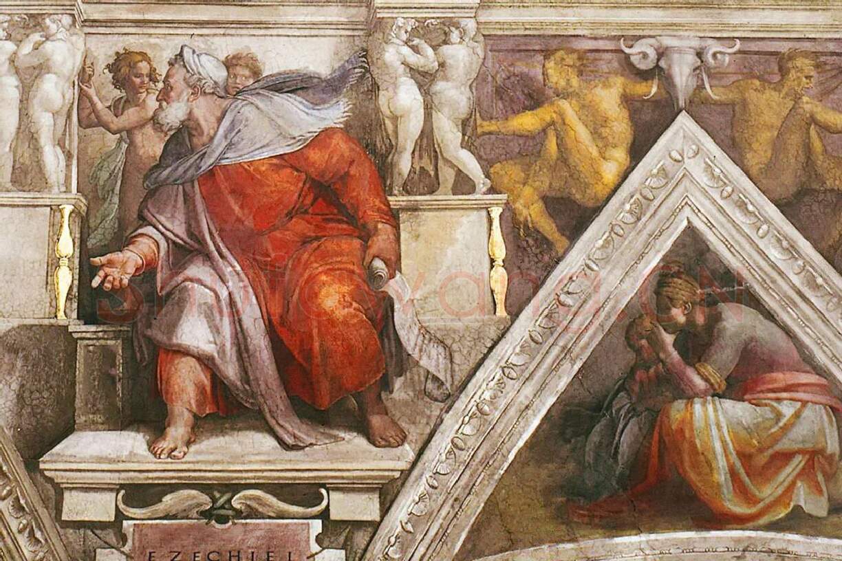 米开朗基罗壁画《西斯廷教堂天顶画》高清大图局部 (7)