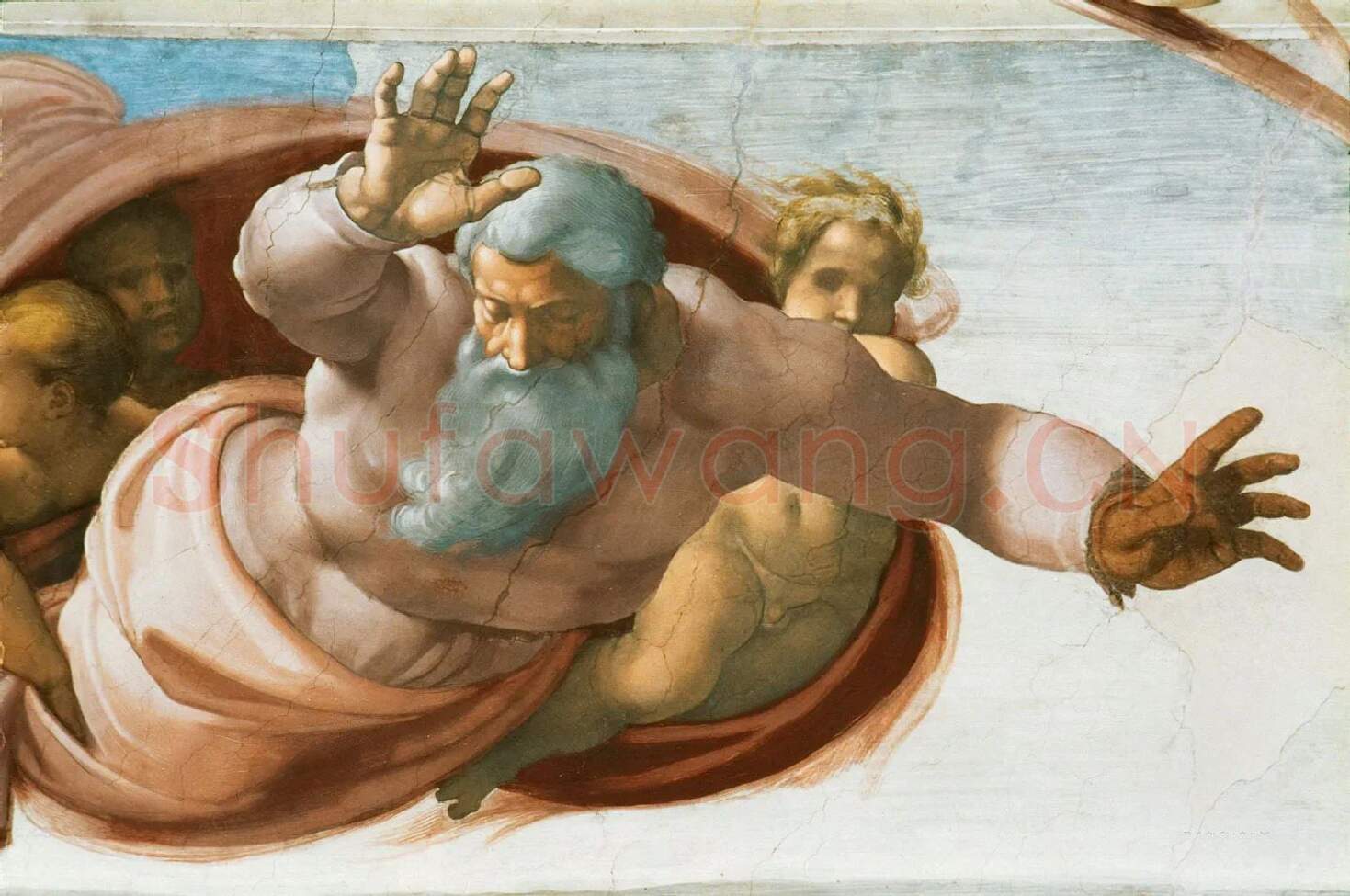 米开朗基罗西斯廷教堂壁画《上帝分离陆地和水域》高清图片