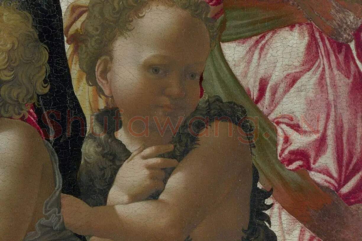 米开朗基罗作品《圣母子与圣约翰和天使》局部 (5)