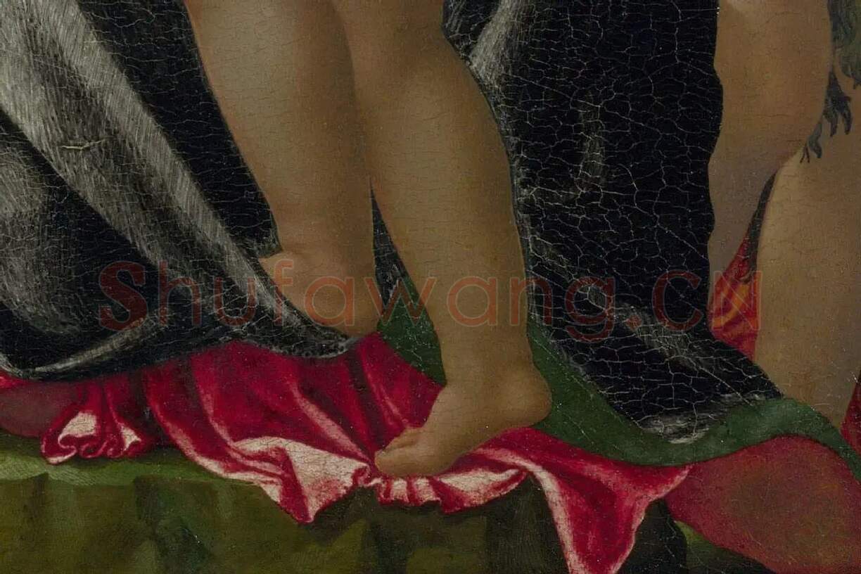 米开朗基罗作品《圣母子与圣约翰和天使》局部 (6)