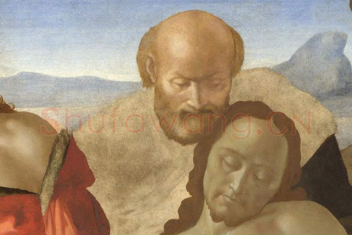 米开朗基罗蛋彩画作品《安葬》局部 (1)