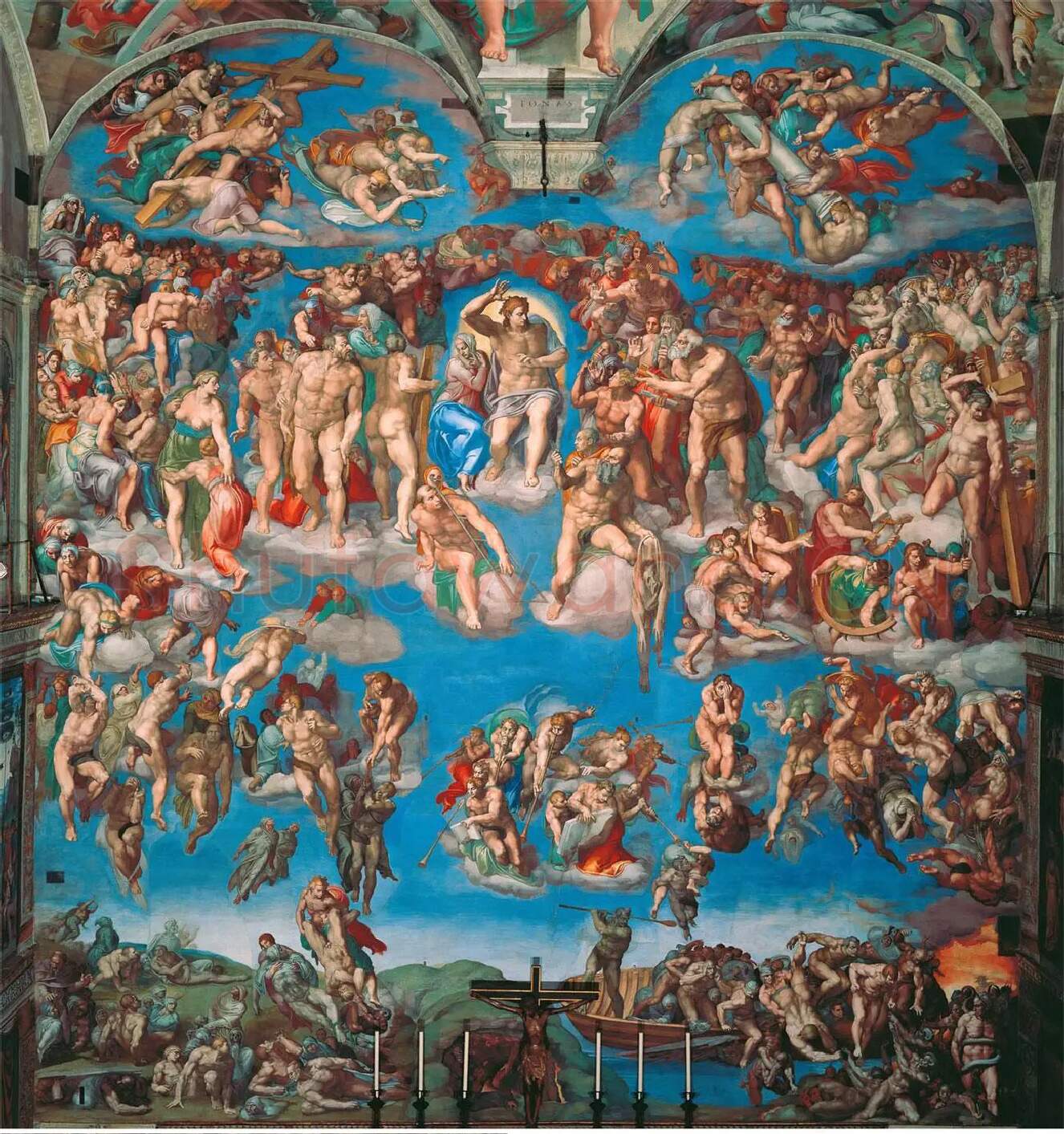 米开朗基罗大型壁画作品《最后的审判》高清大图_01