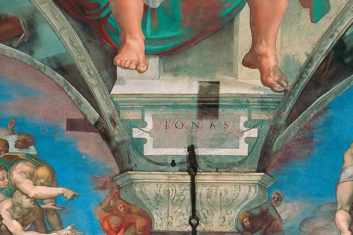 米开朗基罗大型壁画作品《最后的审判》高清大图局部细节 (1)