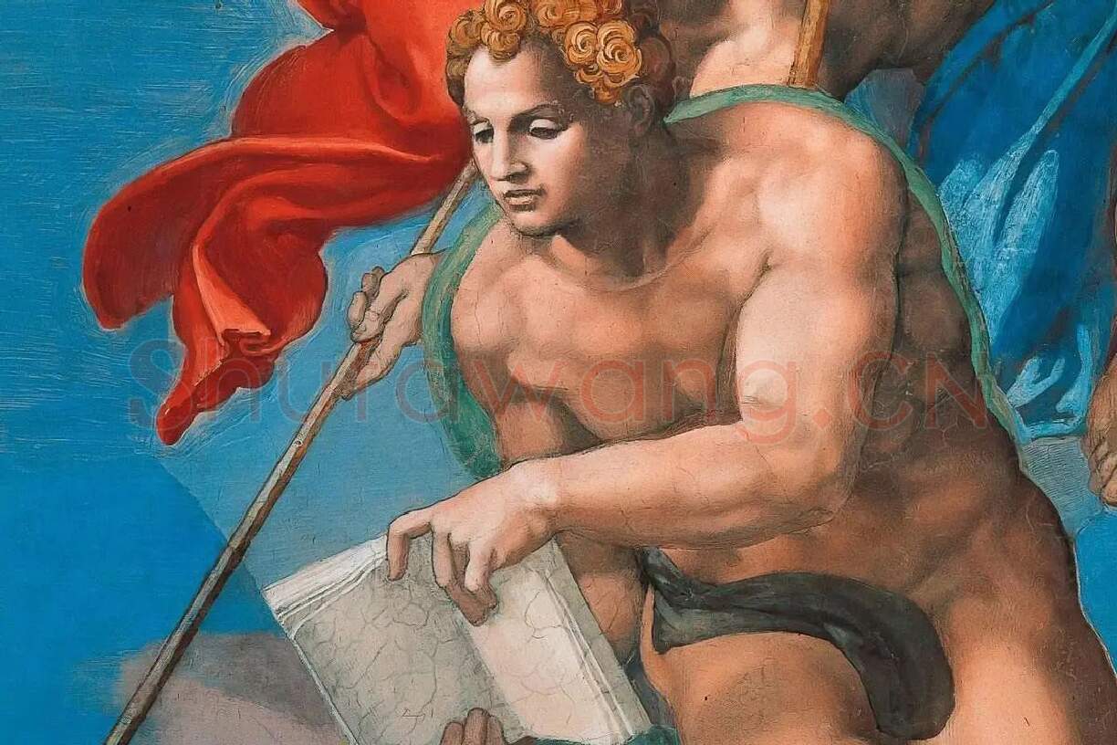 米开朗基罗大型壁画作品《最后的审判》高清大图局部细节 (9)