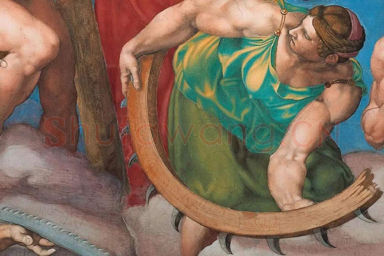 米开朗基罗大型壁画作品《最后的审判》高清大图局部细节 (12)