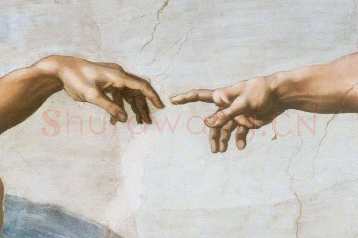 米开朗基罗壁画作品《创造亚当》局部 (3)