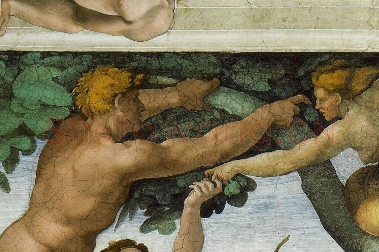 米开朗基罗壁画《逐出伊甸园》局部 (1)