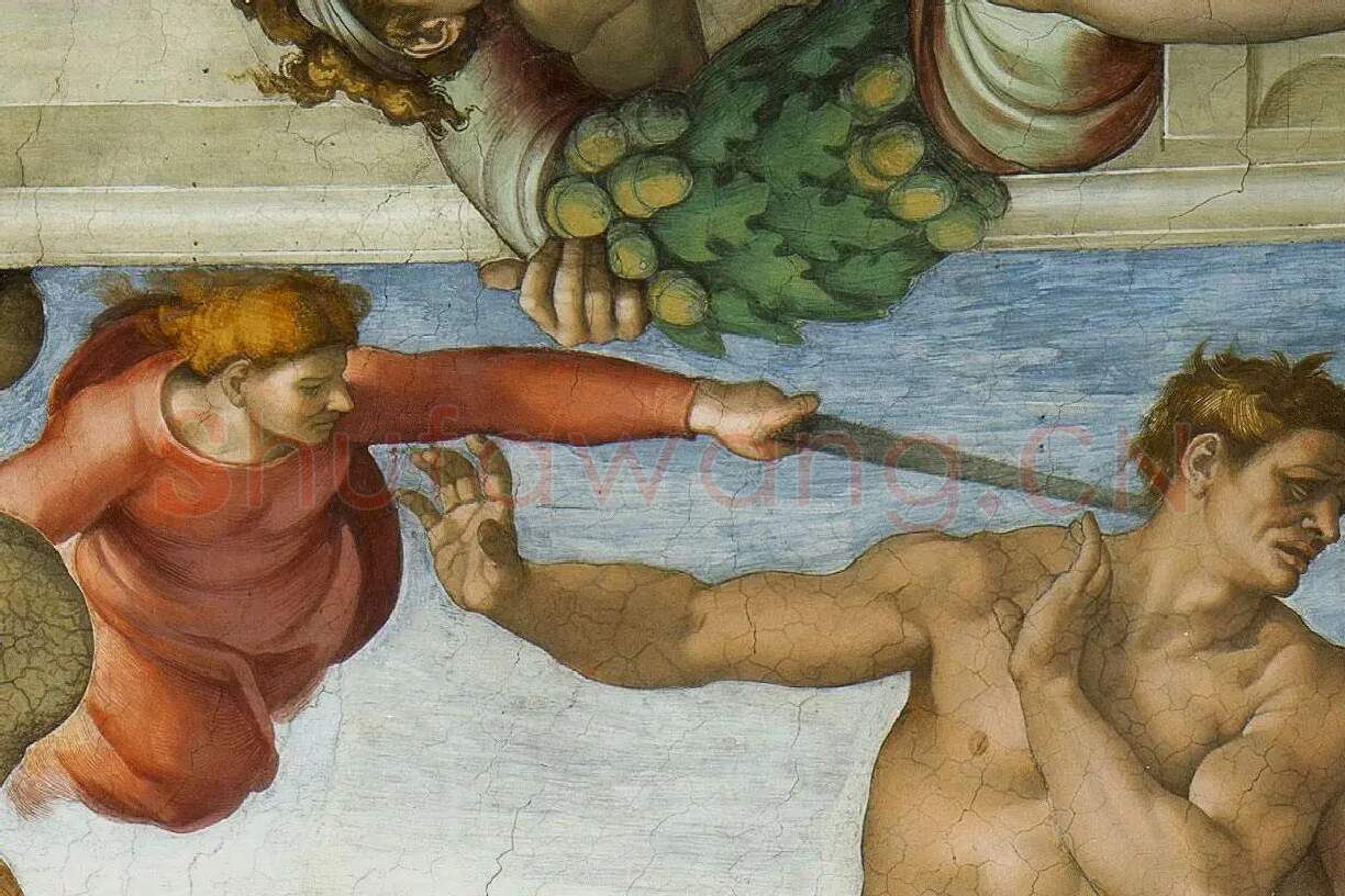 米开朗基罗壁画《逐出伊甸园》局部 (2)