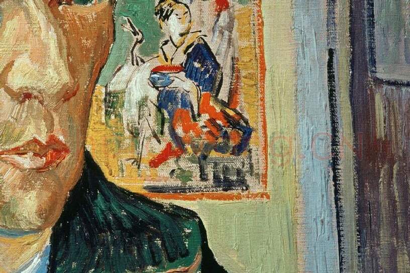 梵高《割耳朵后缠着绷带的自画像》局部-02