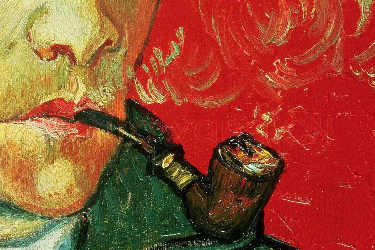 梵高《割掉耳朵后叼着烟斗的自画像》局部 (1)