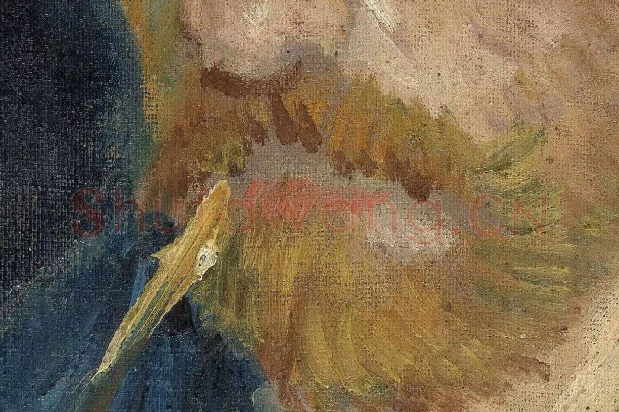 梵高作品《叼着烟斗与带着草帽的自画像》局部 (2)