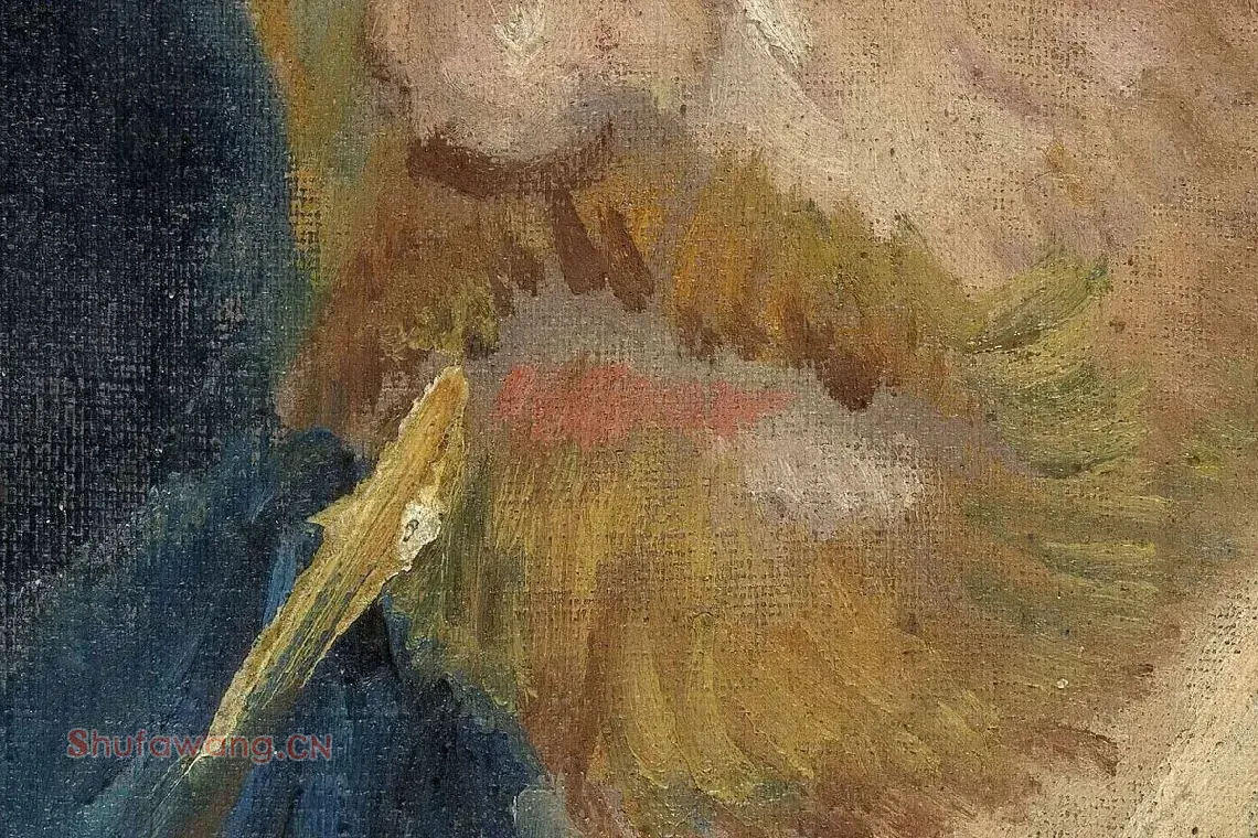 梵高作品《叼着烟斗与带着草帽的自画像》局部 (2)