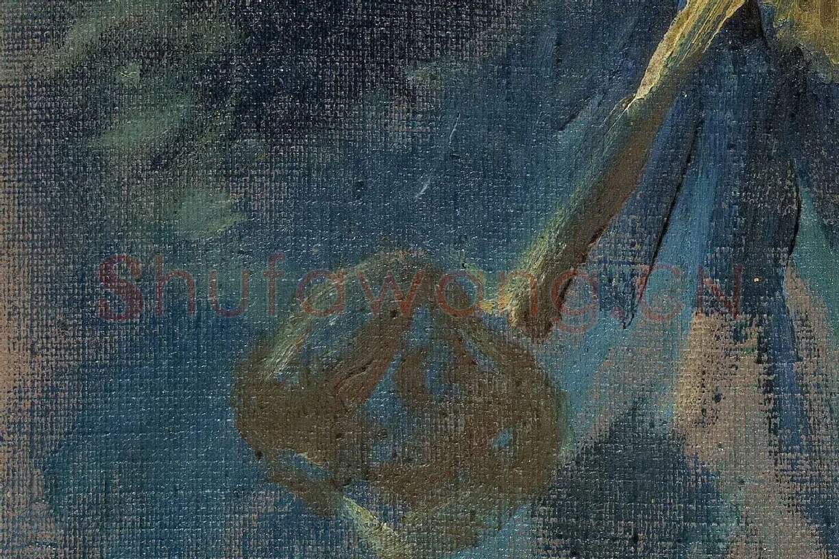 梵高作品《叼着烟斗与带着草帽的自画像》局部 (3)