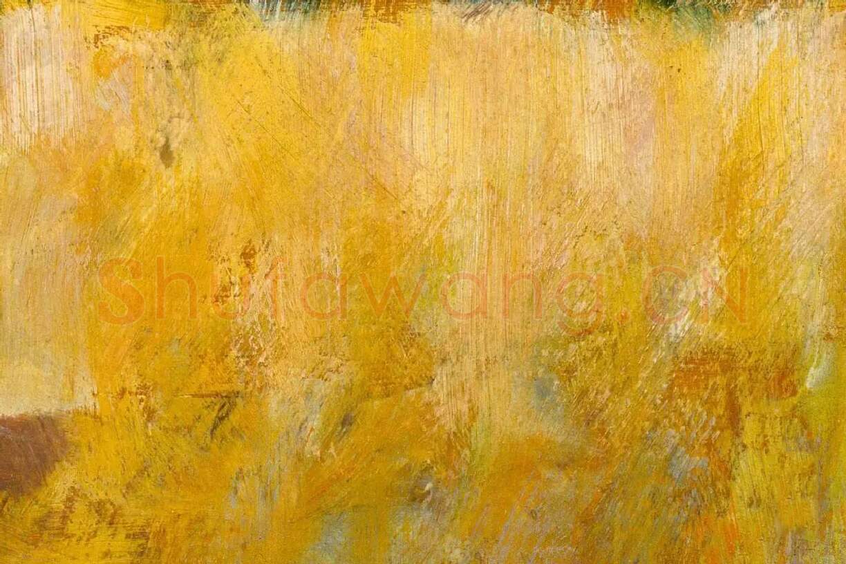 乔治·修拉油画作品《在收割的农妇》局部 (2)