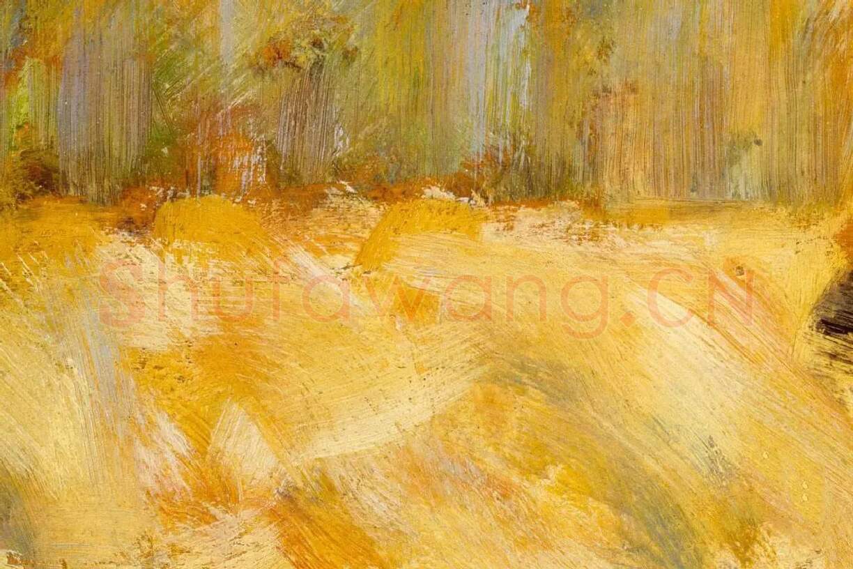 乔治·修拉油画作品《在收割的农妇》局部 (3)