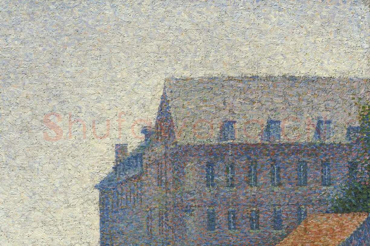 乔治·修拉点彩油画作品《敬老院和灯塔》局部 (1)