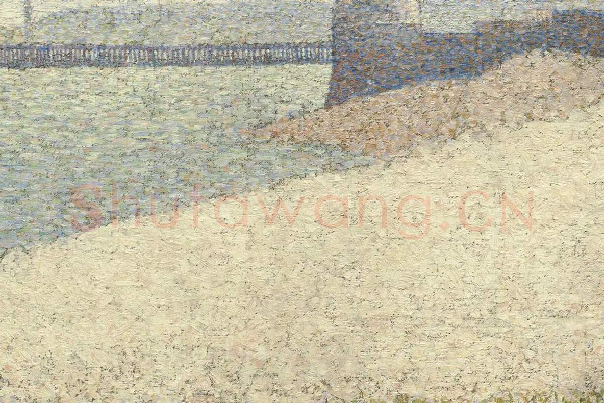 乔治·修拉点彩油画作品《敬老院和灯塔》局部 (3)