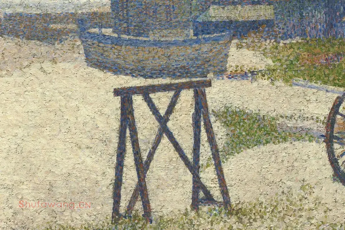 乔治·修拉点彩油画作品《敬老院和灯塔》局部 (4)
