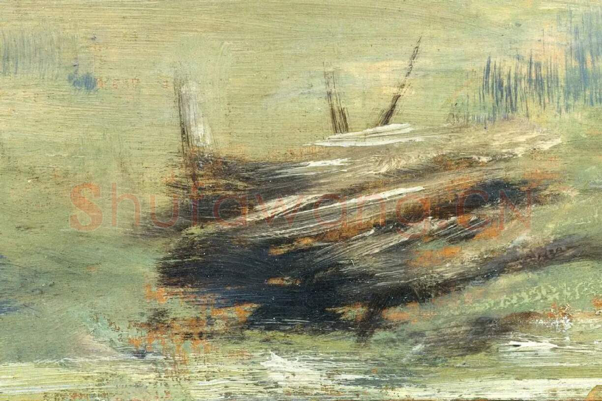 修拉油画风景作品《圣图安风景》局部 (1)