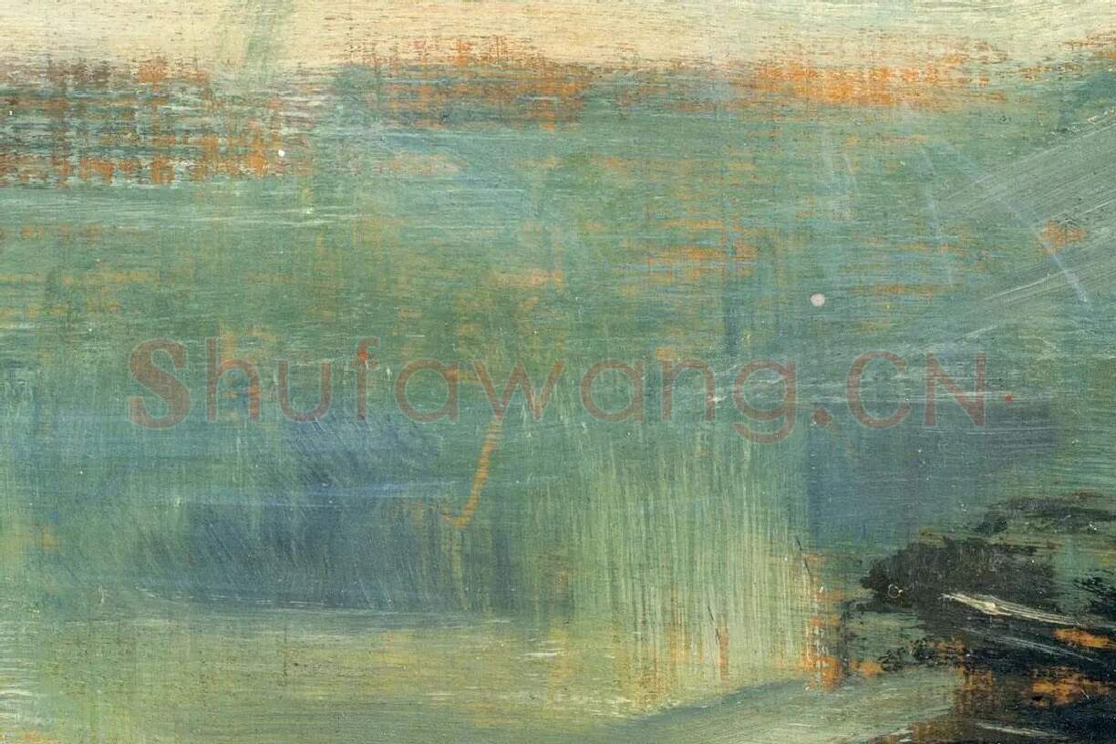 修拉油画风景作品《圣图安风景》局部 (3)