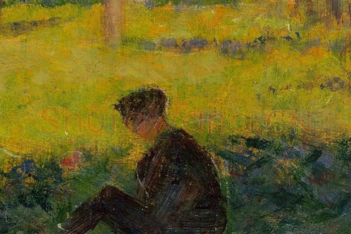 乔治·修拉油画风景《大碗岛创作研究》局部 (4)