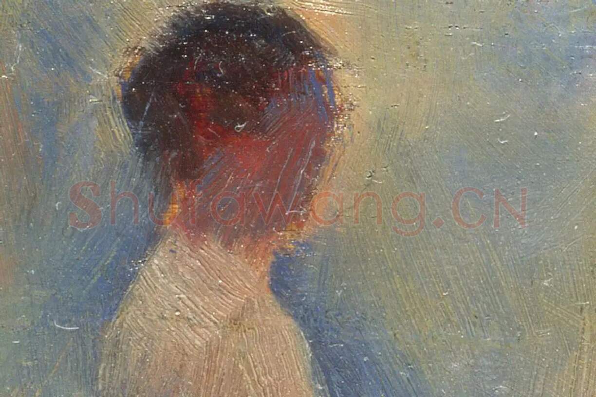 乔治·修拉油画创作稿《安涅尔浴场创作研究》局部 (3)