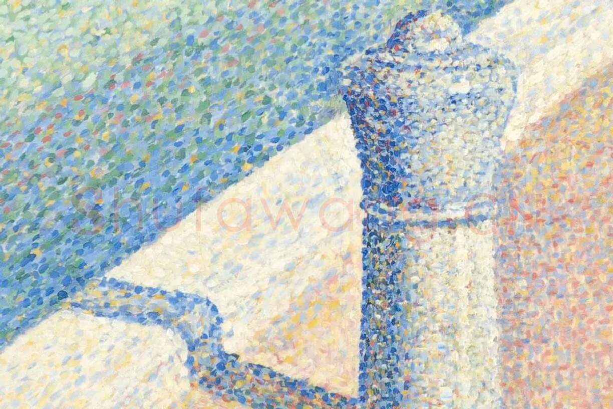 乔治·修拉点彩画作品运河风景局部 (3)