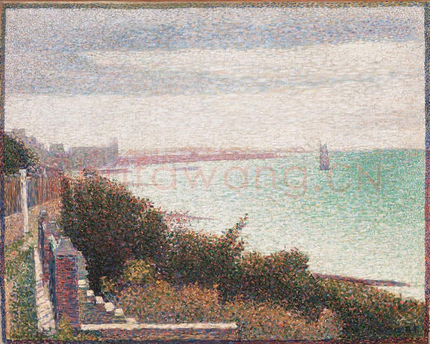 乔治·修拉点彩画《海峡风景》油画作品