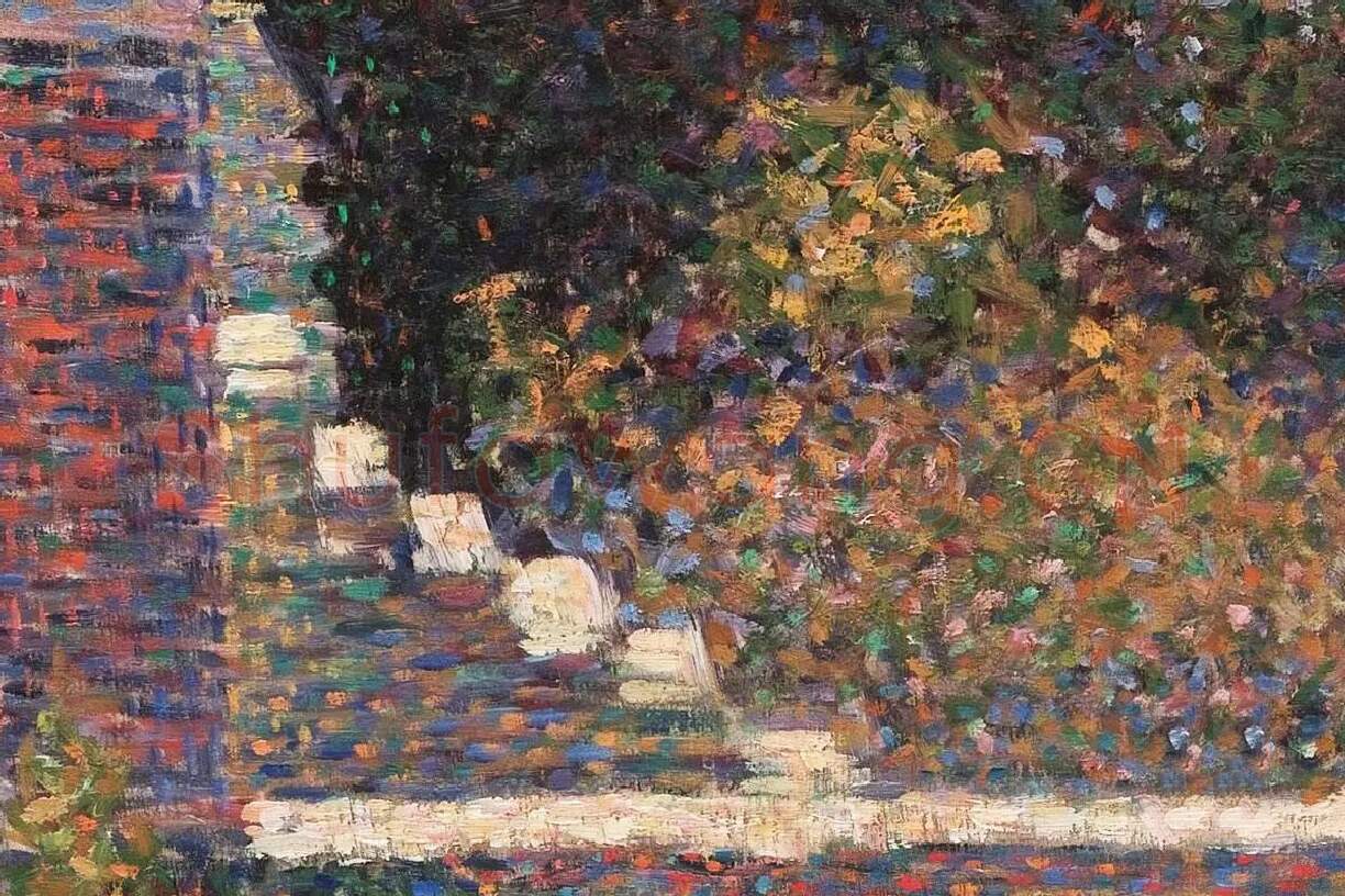 乔治·修拉点彩画《海峡风景》油画作品局部 (2)