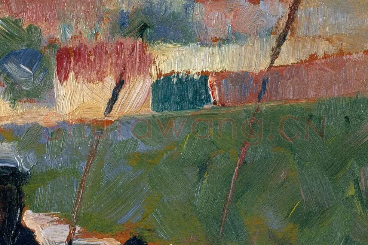修拉油画风景作品《塞纳河景观》局部 (2)