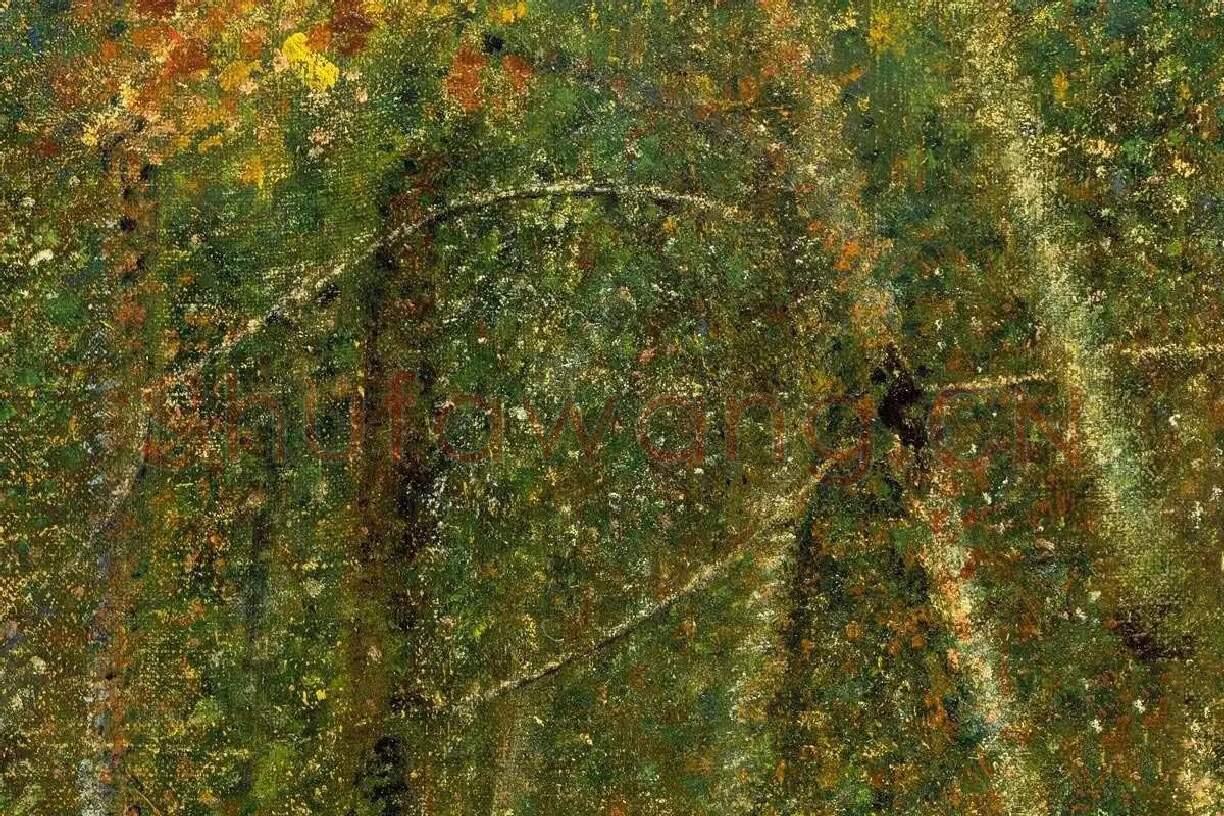 乔治·修拉油画风景《庞陶伯特森林》局部 (3)