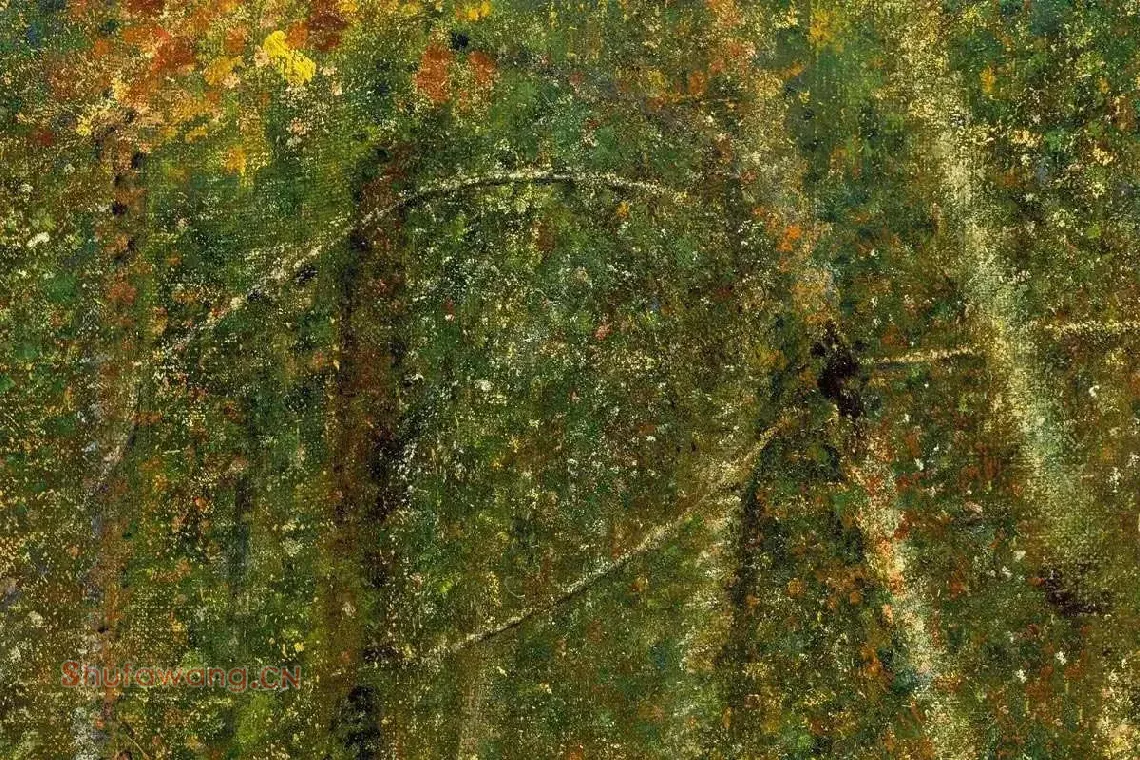 乔治·修拉油画风景《庞陶伯特森林》局部 (3)