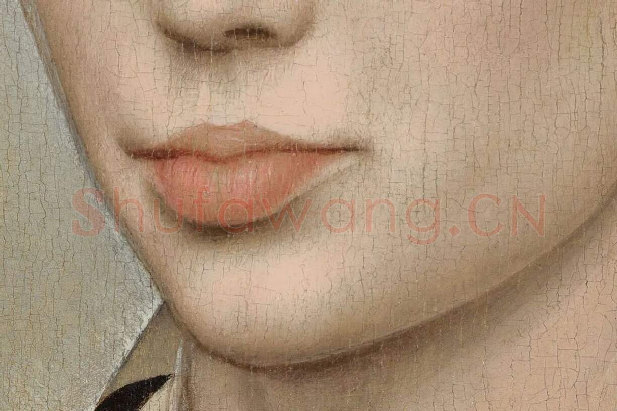 维登肖像画女士肖像油画作品高清大图局部细节 (1)