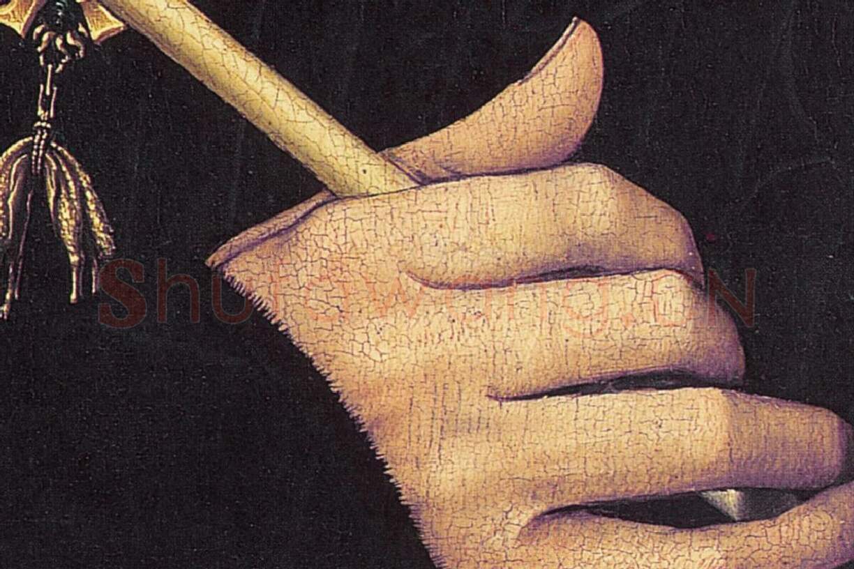 维登油画作品《勃艮第大主教安托万肖像》局部 (4)